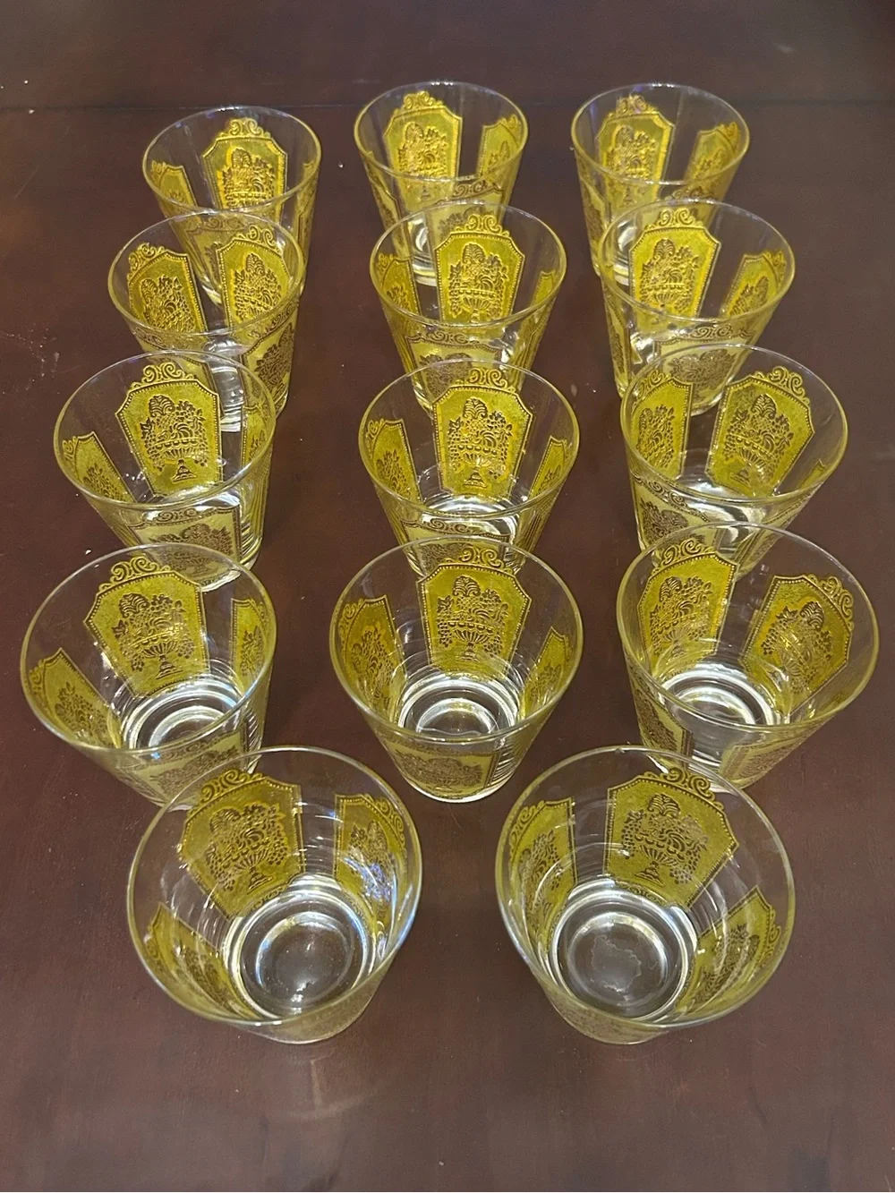 Vintage Culver 22kt gold gilt lowball glass tumblers
